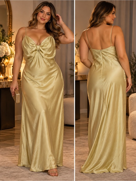 Zara Other - ZARA Champagne Satin Draped Maxi Dress NWT XXL